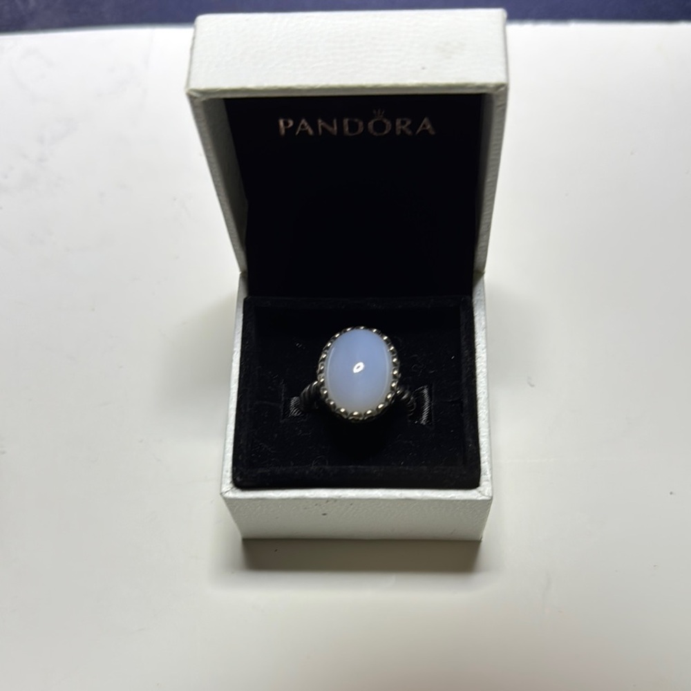 Pandora Silver and Blue Opalescent Ring